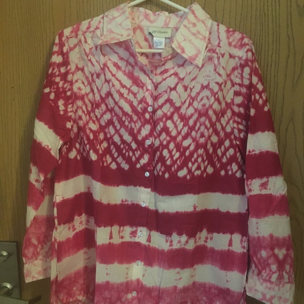 Cw Classics pink dye long sleeve shirt size large A-49